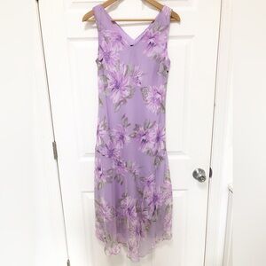 Meghan Matthews Size 10 purple Floral Dress women Vintage Y2K Sleeveless
